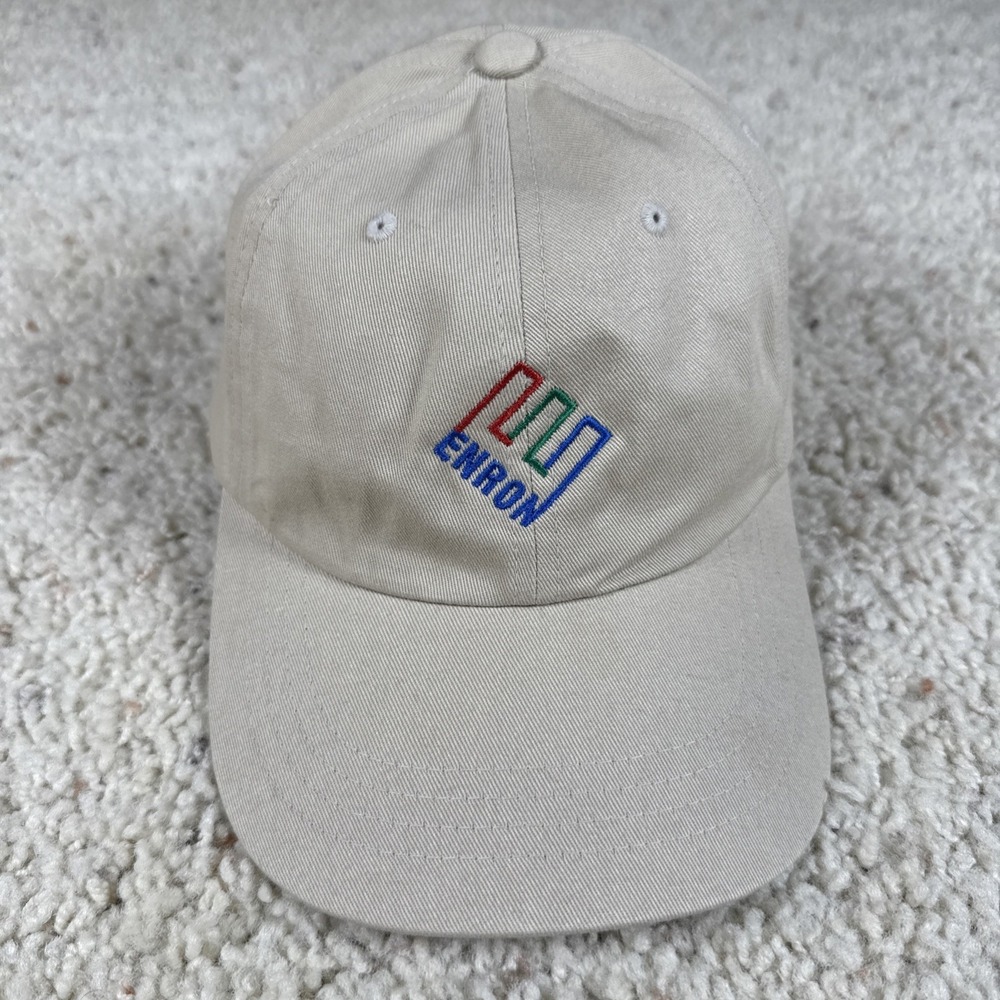 Enron Logo Dad Hat Yupoong Classics Adjustable Beige Cotton Cap Corporate USA
